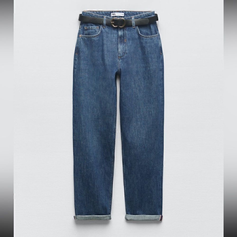 Zara Z1975 selvedge belted relaxed fit jeans size 4